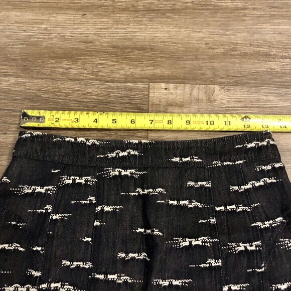 Nanette Lepore Pencil Skirt 2 Dark Blue White Textured Raw Hem Cotton Linen - Picture 6 of 13